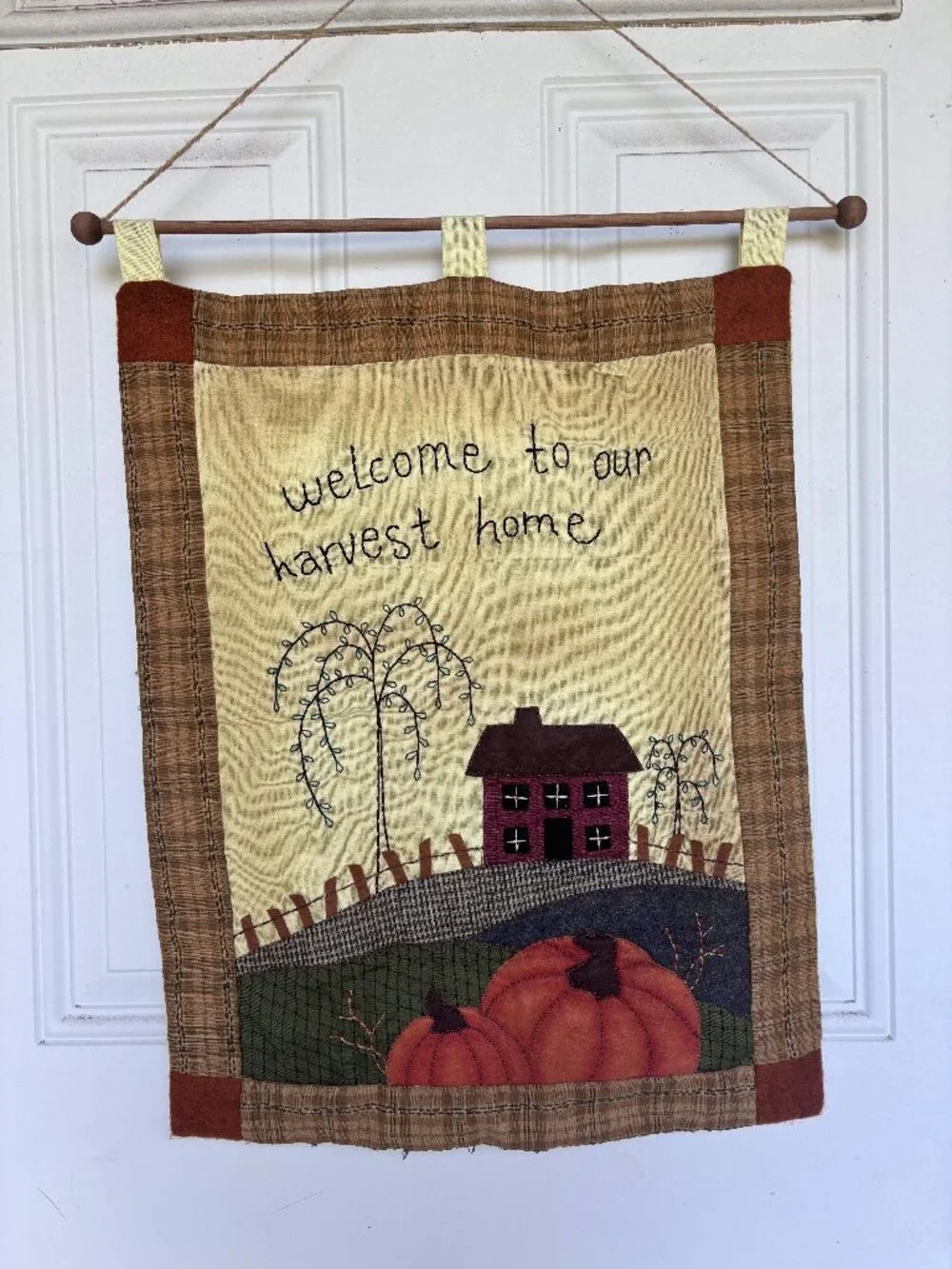 Rustic Harvest Home Fall Wall Hanging Tapestry Pumpkin Farmhouse Cottagecore